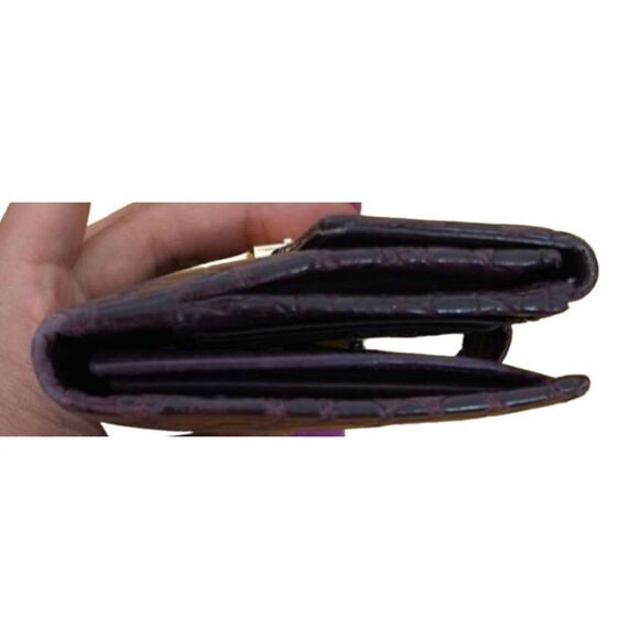 Gucci Aubergine Crocodile Skin Long Wallet GUC with Dust Bag RARE - Picture 7 of 12